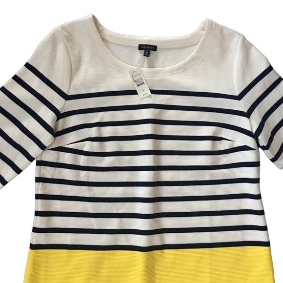 Talbots Cream Navy Stripe Color Block Top - Picture 5 of 10